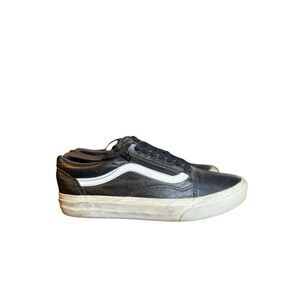 VANS OFF THE WALL: Old Skool Zip Leather Sneaker - BLACK MENS US 6.5 WOMEN US 8